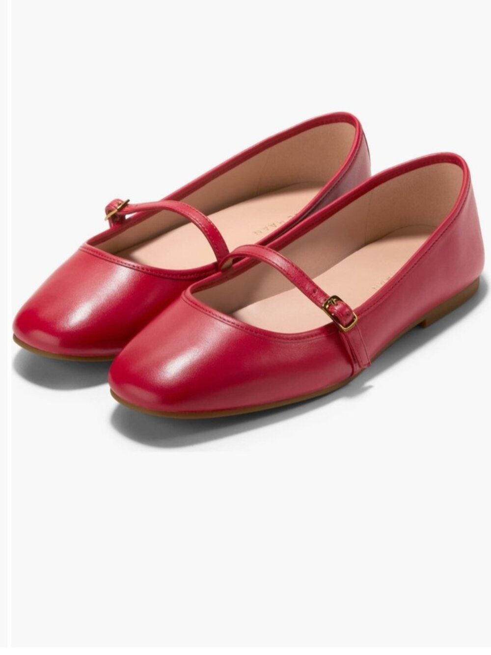 Cole Haan Red Yelena Leather Mary Jane Ballet Flats w/ Square Toe - 6